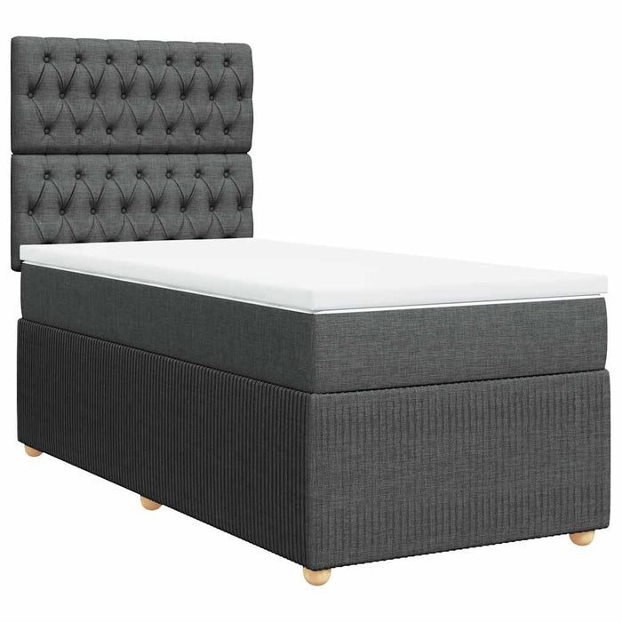 Pat box spring cu saltea, gri închis, 100x200 cm, textil - WALTI WALTI
