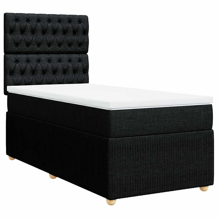 Pat box spring cu saltea, negru, 100x200 cm, textil - WALTI WALTI