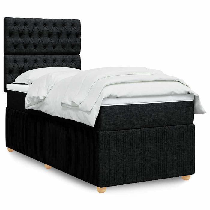 Pat box spring cu saltea, negru, 100x200 cm, textil - WALTI WALTI