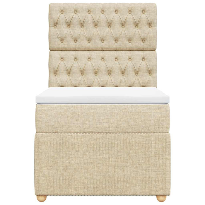 Pat box spring cu saltea, crem, 100x200 cm, textil - WALTI WALTI