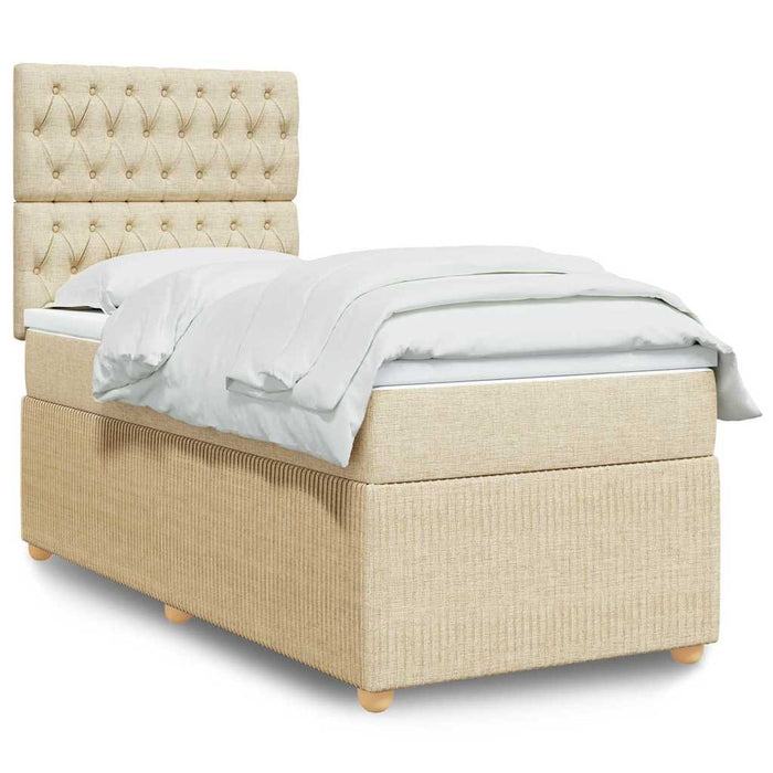 Pat box spring cu saltea, crem, 100x200 cm, textil - WALTI WALTI
