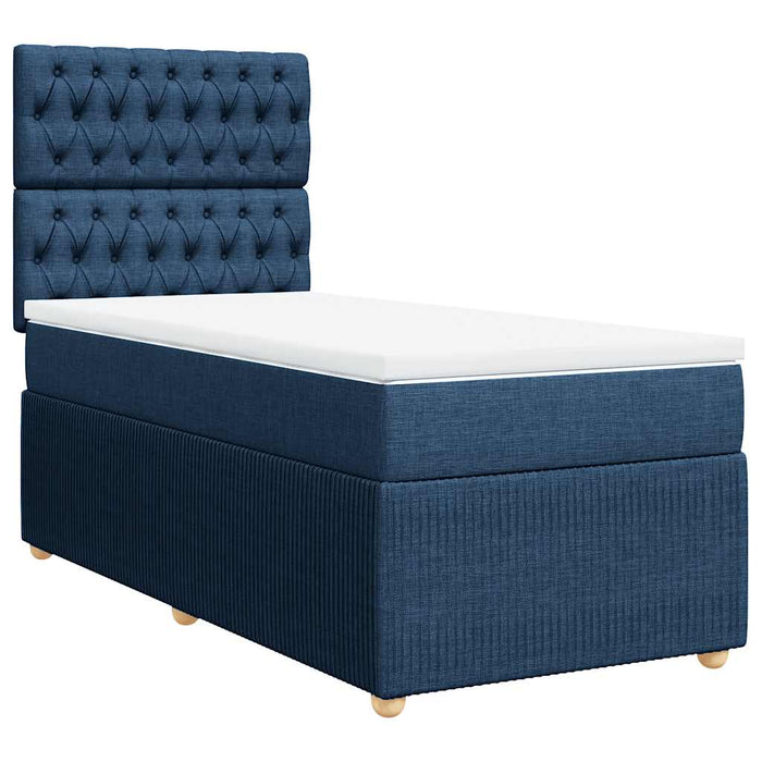 Pat box spring cu saltea, albastru, 100x200 cm, textil - WALTI WALTI