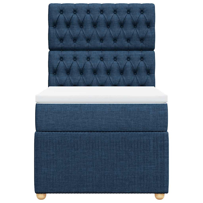 Pat box spring cu saltea, albastru, 100x200 cm, textil - WALTI WALTI