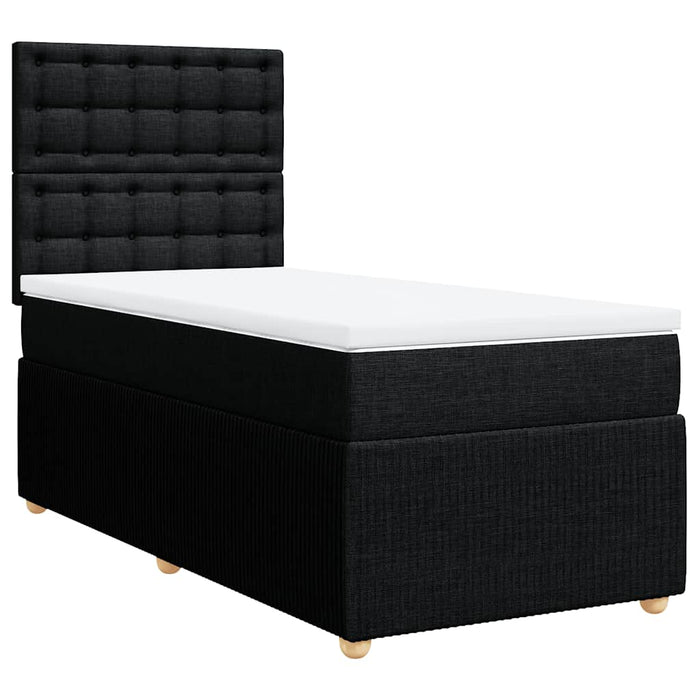 Pat box spring cu saltea, negru, 100x200 cm, textil - WALTI WALTI