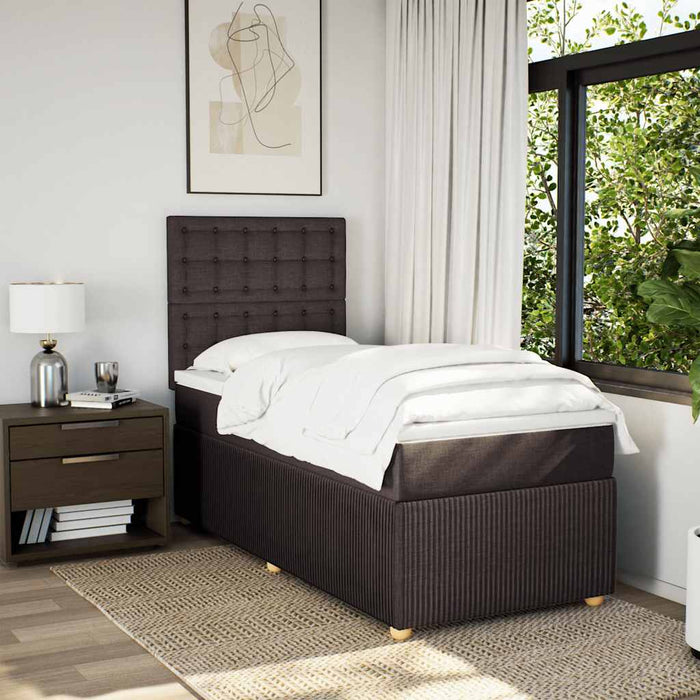 Pat box spring cu saltea, maro închis, 100x200 cm, textil - WALTI WALTI