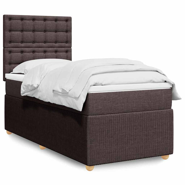 Pat box spring cu saltea, maro închis, 100x200 cm, textil - WALTI WALTI