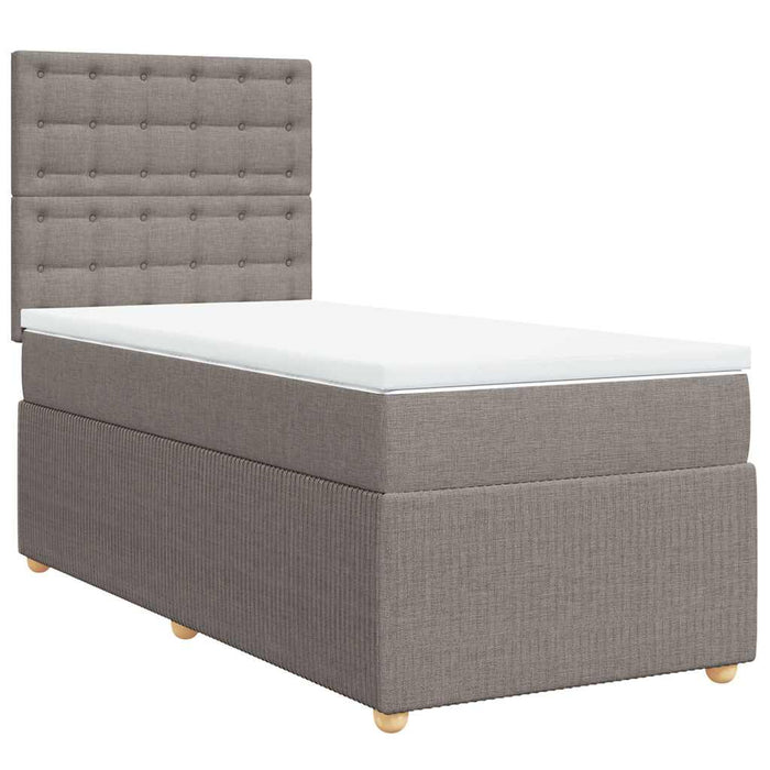 Pat box spring cu saltea, gri taupe, 100x200 cm, textil - WALTI WALTI
