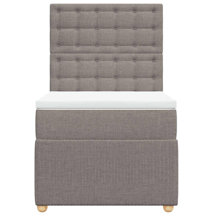 Pat box spring cu saltea, gri taupe, 100x200 cm, textil - WALTI WALTI