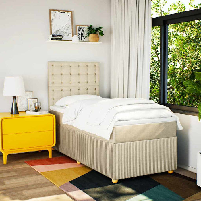 Pat box spring cu saltea, crem, 100x200 cm, textil - WALTI WALTI