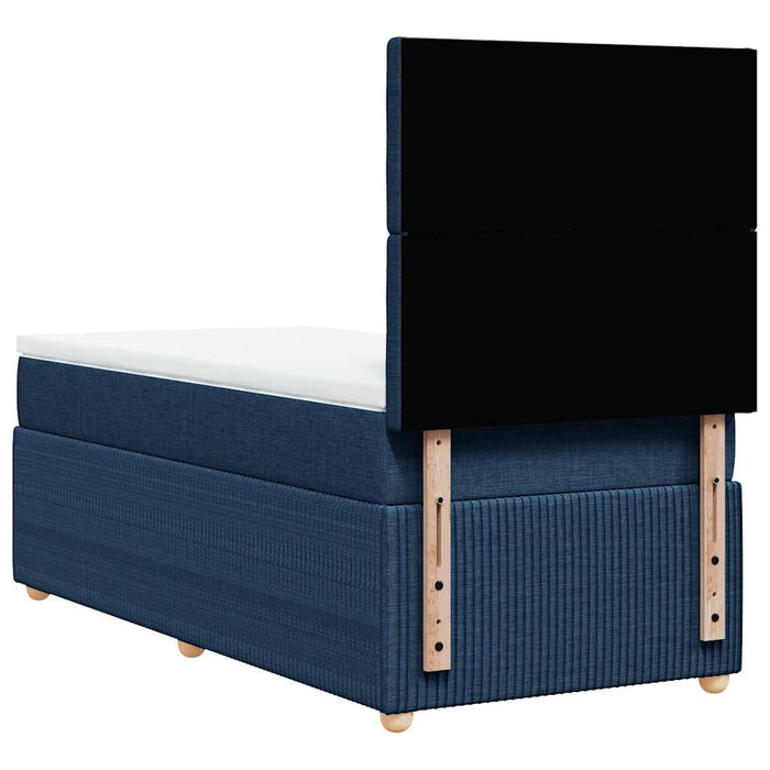Pat box spring cu saltea, albastru, 100x200 cm, textil WALTI