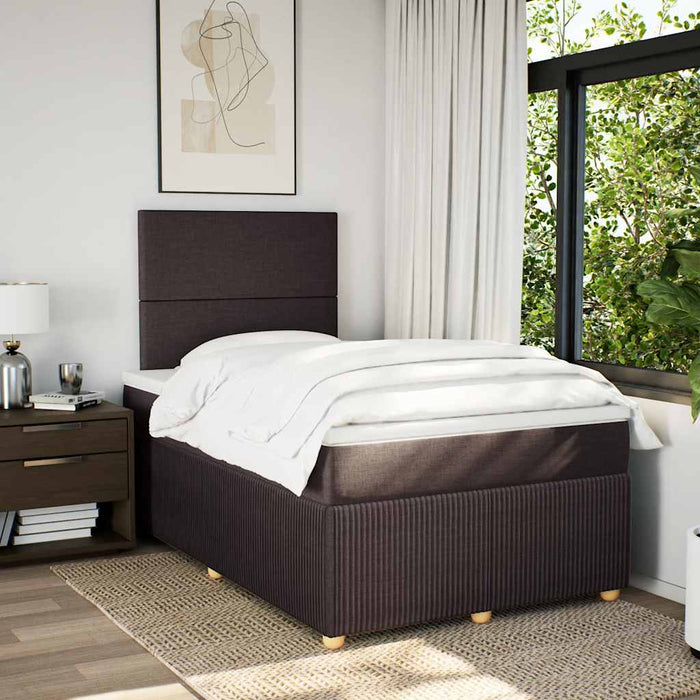 Pat box spring cu saltea, maro închis, 120x190 cm, textil WALTI