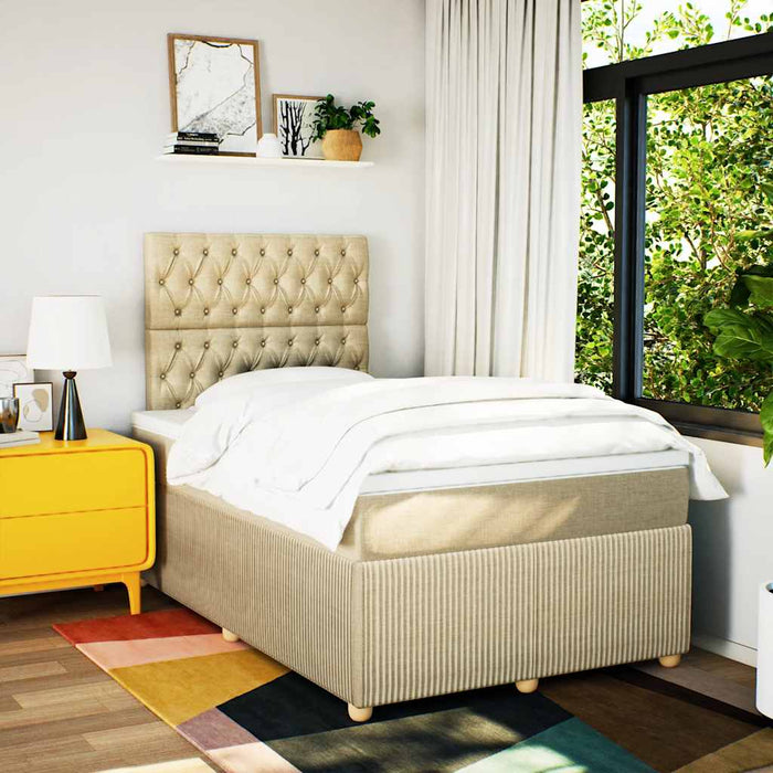 Pat continental cu saltea, crem, 120x190 cm, textil WALTI