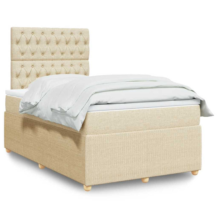 Pat continental cu saltea, crem, 120x190 cm, textil WALTI