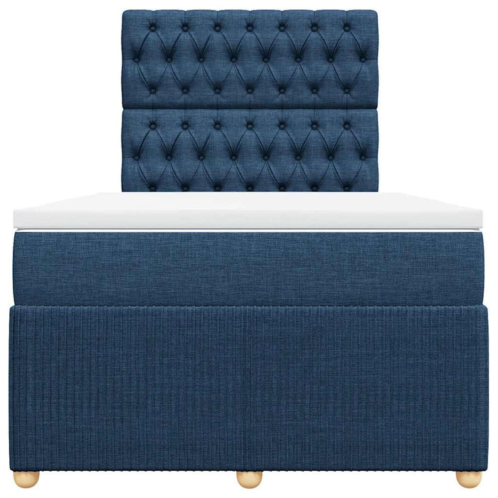 Pat box spring cu saltea, albastru, 120x190 cm, material textil WALTI