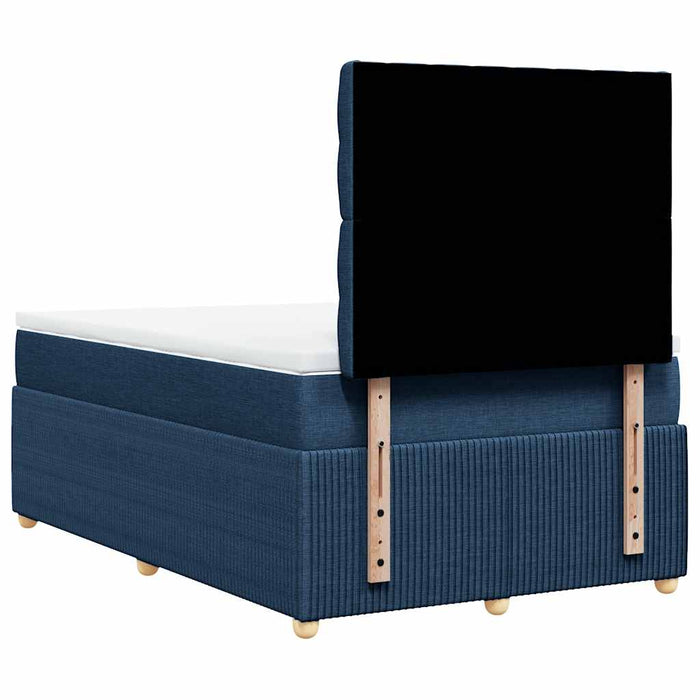 Pat box spring cu saltea, albastru, 120x190 cm, material textil WALTI