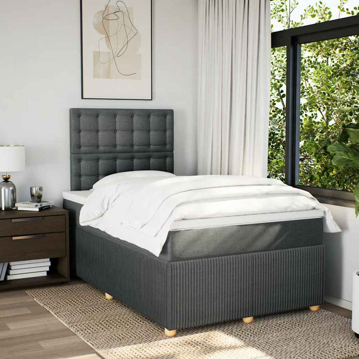 Pat box spring cu saltea, gri închis, 120x190 cm, textil WALTI