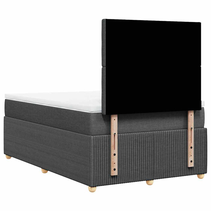 Pat box spring cu saltea, gri închis, 120x190 cm, textil WALTI