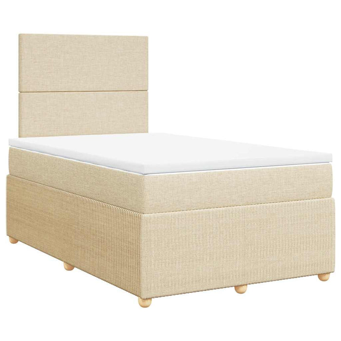 Pat box spring cu saltea, crem, 120x200 cm, textil - WALTI WALTI