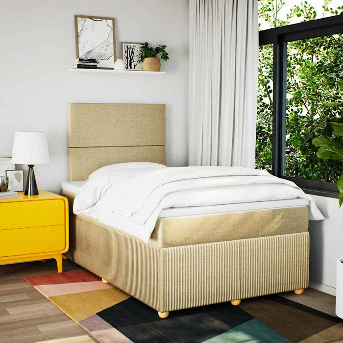 Pat box spring cu saltea, crem, 120x200 cm, textil - WALTI WALTI