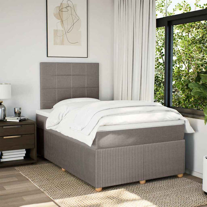 Pat box spring cu saltea, gri taupe, 120x200 cm, textil - WALTI WALTI