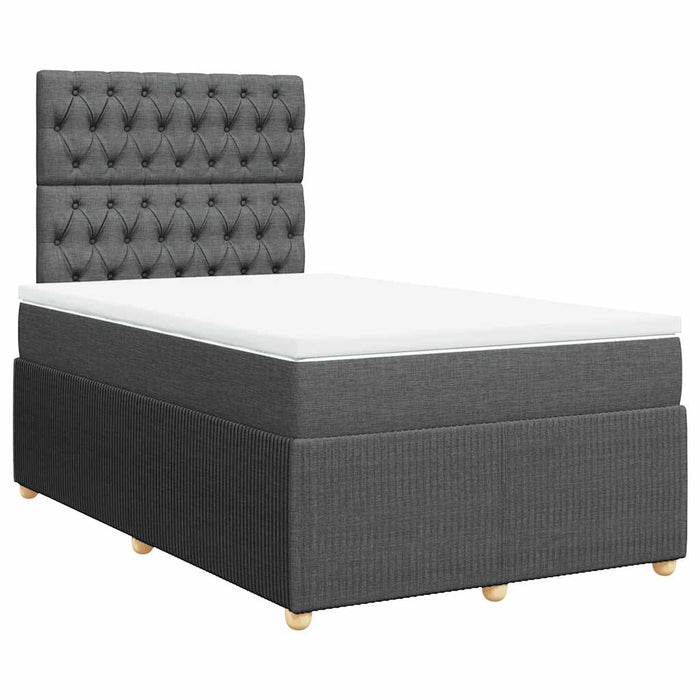Pat box spring cu saltea, gri închis, 120x200 cm, textil - WALTI WALTI