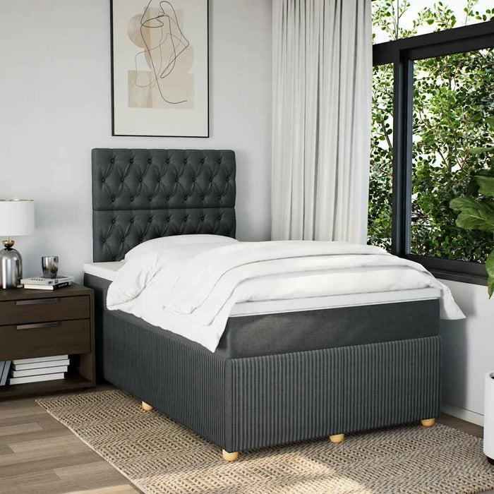 Pat box spring cu saltea, gri închis, 120x200 cm, textil - WALTI WALTI