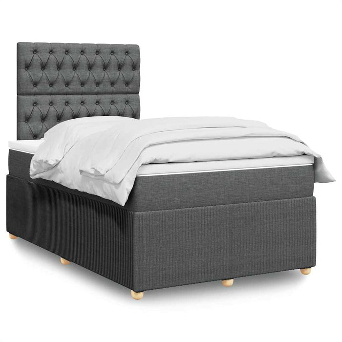 Pat box spring cu saltea, gri închis, 120x200 cm, textil - WALTI WALTI