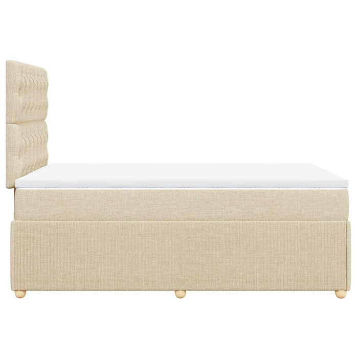 Pat box spring cu saltea, crem, 120x200 cm, textil - WALTI WALTI