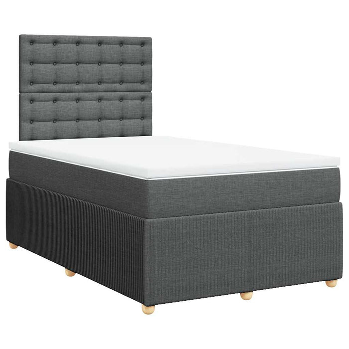 Pat box spring cu saltea, gri închis, 120x200 cm, textil WALTI