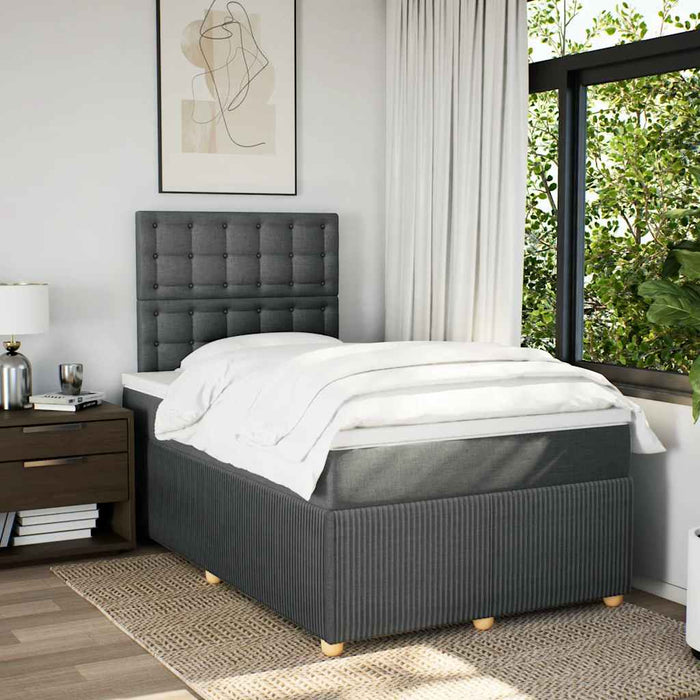 Pat box spring cu saltea, gri închis, 120x200 cm, textil WALTI