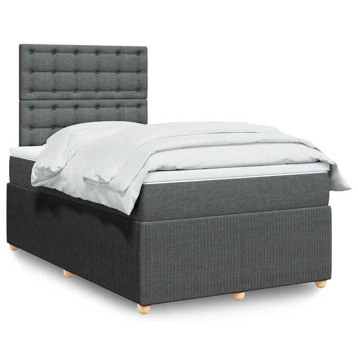 Pat box spring cu saltea, gri închis, 120x200 cm, textil WALTI