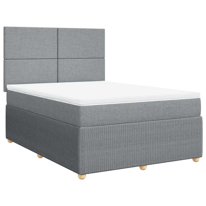 Pat box spring cu saltea, gri deschis, 140x190 cm, textil - WALTI WALTI