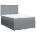 Pat box spring cu saltea, gri deschis, 140x190 cm, textil - WALTI WALTI