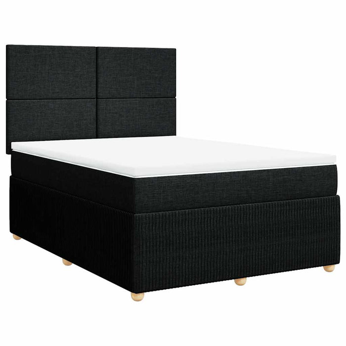 Pat box spring cu saltea, negru, 140x190 cm, textil WALTI