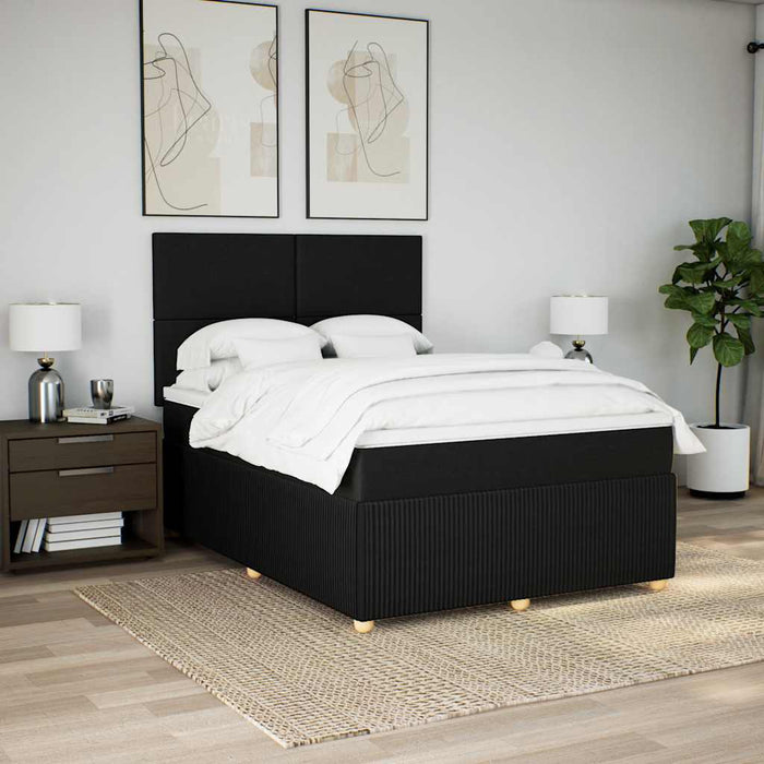 Pat box spring cu saltea, negru, 140x190 cm, textil WALTI