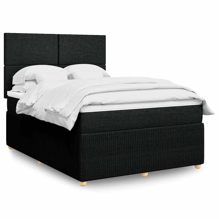 Pat box spring cu saltea, negru, 140x190 cm, textil WALTI