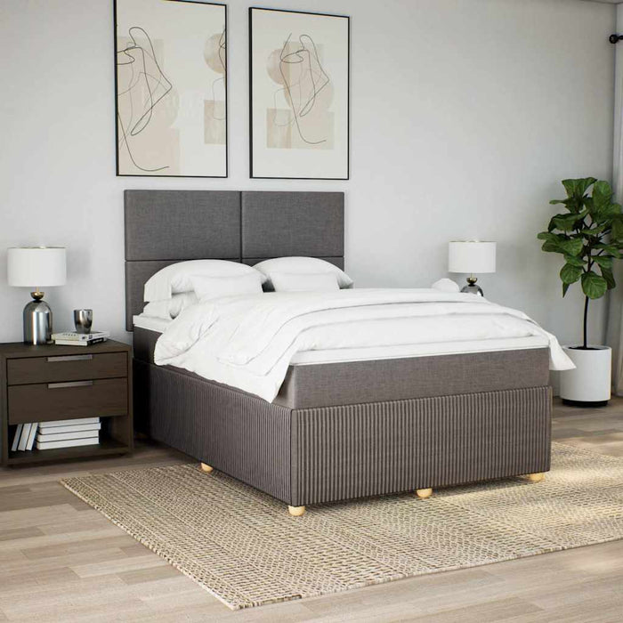 Pat box spring cu saltea, gri taupe, 140x200 cm, textil - WALTI WALTI