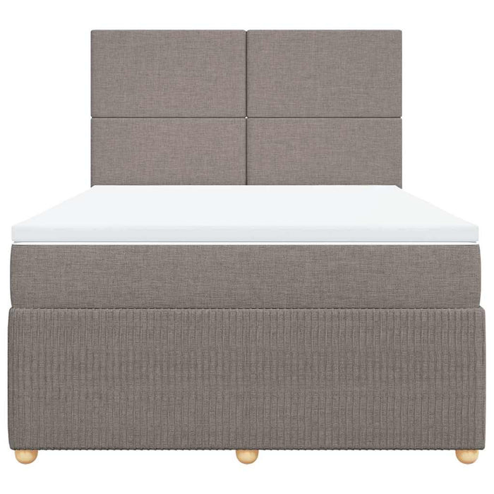 Pat box spring cu saltea, gri taupe, 140x200 cm, textil - WALTI WALTI