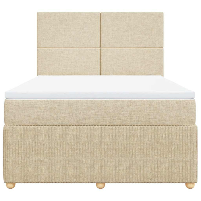 Pat box spring cu saltea, crem, 140x200 cm, textil - WALTI WALTI