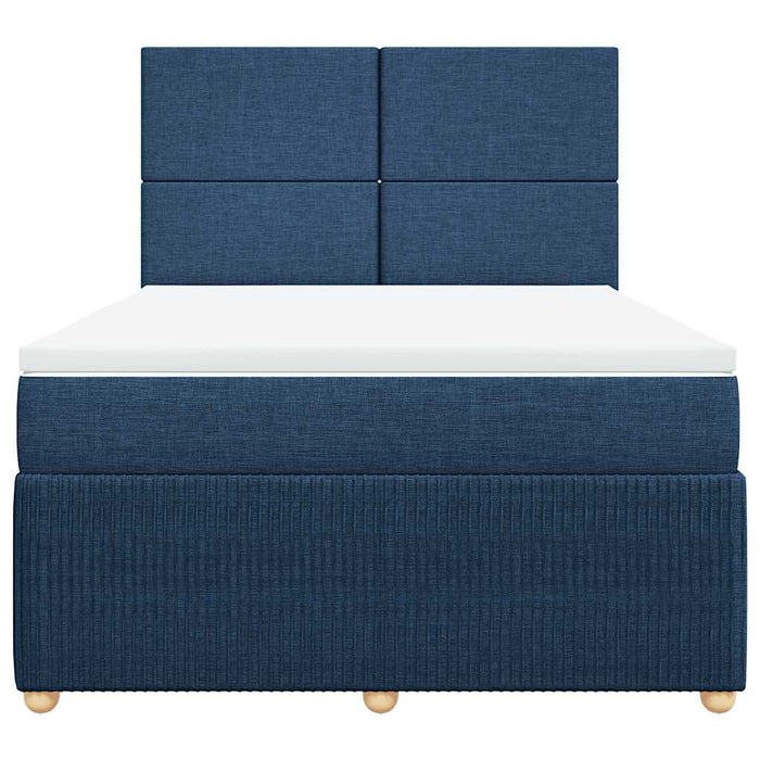 Pat box spring cu saltea, albastru, 140x200 cm, textil - WALTI WALTI