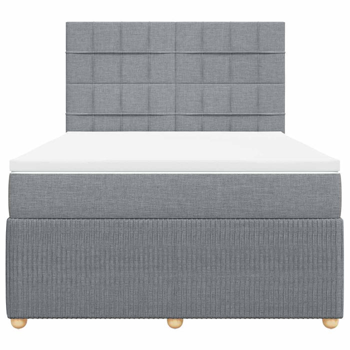 Pat box spring cu saltea, gri deschis, 140x190 cm, textil - WALTI WALTI