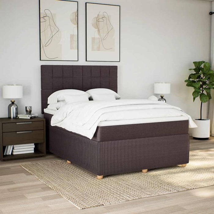 Pat box spring cu saltea, maro închis, 140x200 cm, textil - WALTI WALTI
