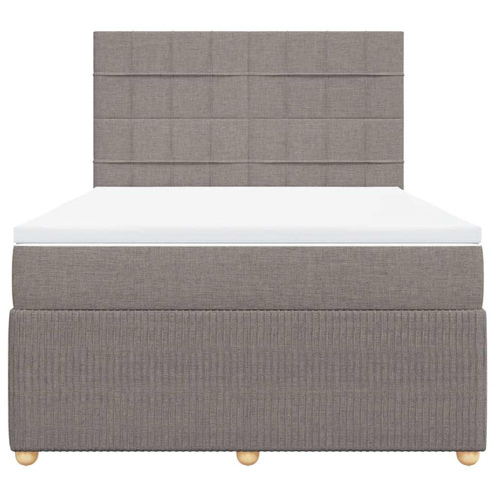 Pat box spring cu saltea, gri taupe, 140x200 cm, textil WALTI