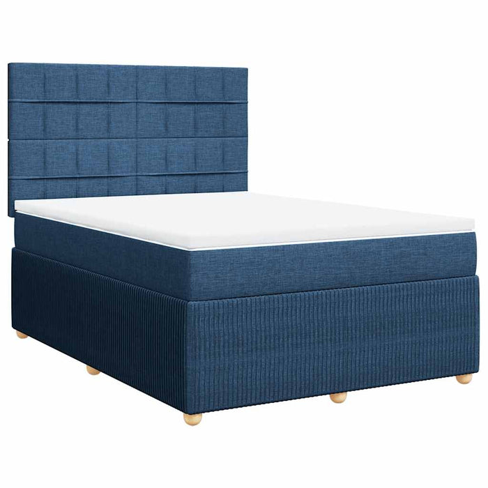 Pat box spring cu saltea, albastru, 140x200 cm, textil - WALTI WALTI