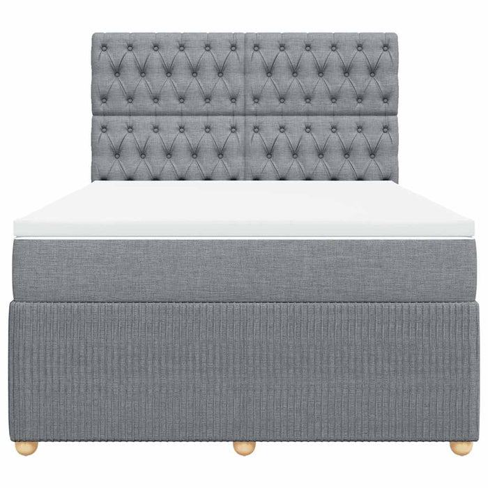 Pat box spring cu saltea, gri deschis, 140x190 cm, textil WALTI