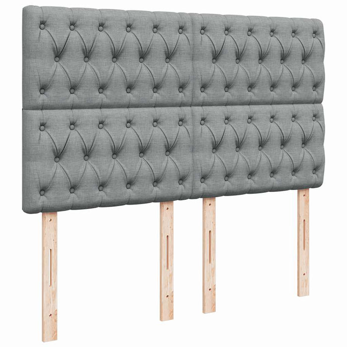 Pat box spring cu saltea, gri deschis, 140x190 cm, textil WALTI