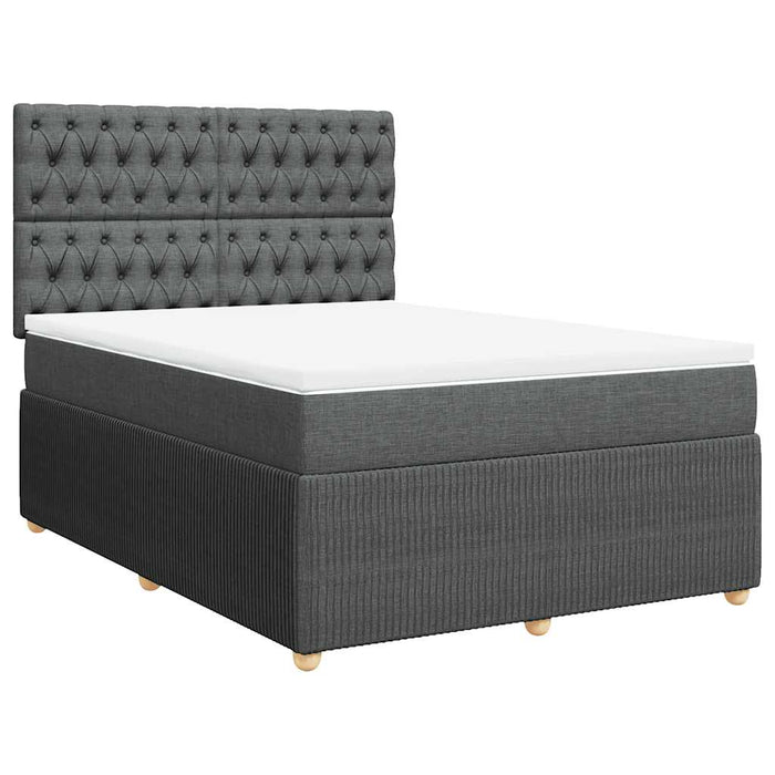 Pat box spring cu saltea, gri închis, 140x190 cm, textil - WALTI WALTI