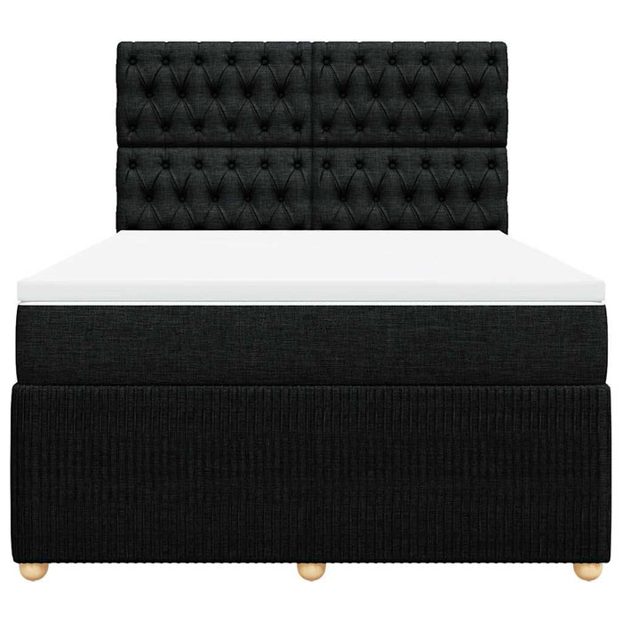 Pat box spring cu saltea, negru, 140x190 cm, textil WALTI