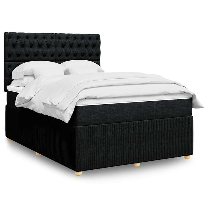 Pat box spring cu saltea, negru, 140x190 cm, textil WALTI