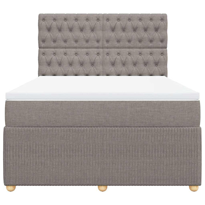 Pat box spring cu saltea, gri taupe, 140x200 cm, textil - WALTI WALTI